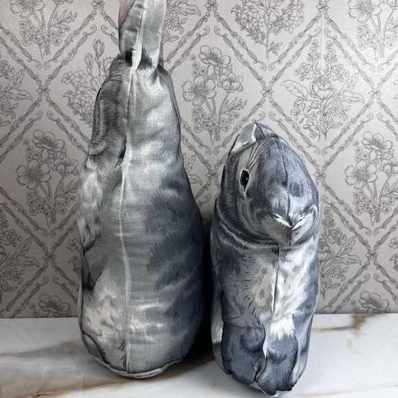 Vintage Rabbit Bunny Conejo Plush Pillows Set of 2 Cottagecore Decor - Picture 12 of 13